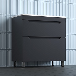 Style Line Тумба с раковиной Остин 80 графит матовый – фотография-3